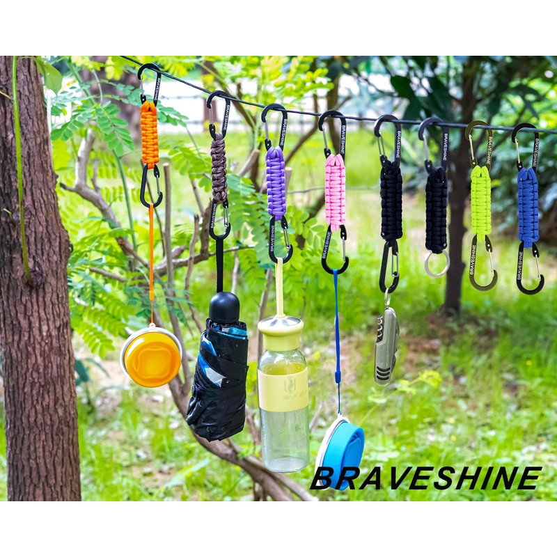 BRAVESHINE Double Head Paracord Braided Carabiner Paracord Lanyard Keychain Keychain