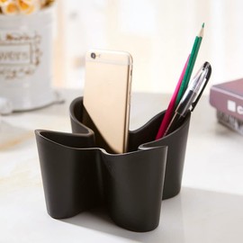 Khakho Flower Shape Remote Control Holder,Desk Organizer Storage Container, Office Supplies Desktop Organizer Rack,Multi-Functional Pencil Holder (Black)