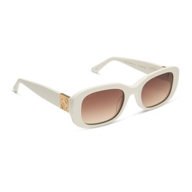 DIFF The White Lotus Italy Designer Rectangular Sunglasses for Women UV400, White Ivory + Rich Brown Gradient