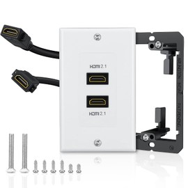 HDMI 2.1 Wall Plate(2 Port), ELECTOP 8K HDMI Wall Outlet Pass Through with Low Voltage Metal Mounting Bracket, Supports 8K@60Hz and 4K@120Hz, 3D, HDR, 48 Gbps HDMI Box, Fits Home Theater Systems