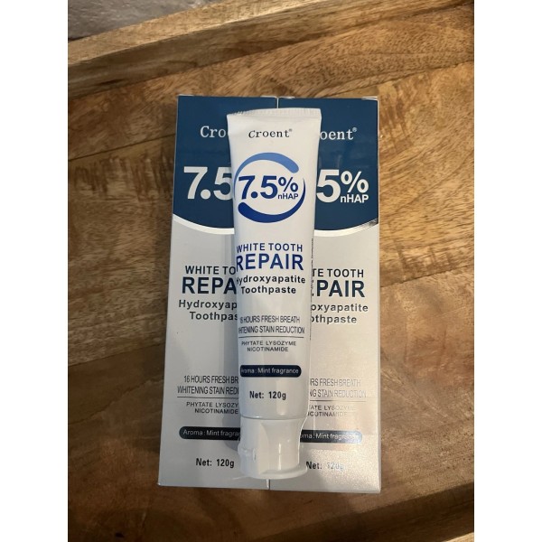 Croent 7.5% nHAP White Tooth Repair Hydroxyapatite Toothpaste, Lot of