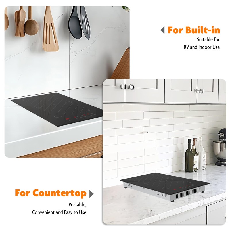 MOCIFI 12 Inch Induction Cooktop 2 Burners, 1700W Built-in &