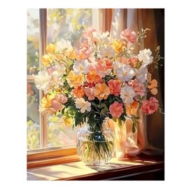 Flowers Paint by Numbers, Flowers Paint by Numbers Adult Kit, Paint by Number Kit for Gifts and Home Decorate 16x20Inch