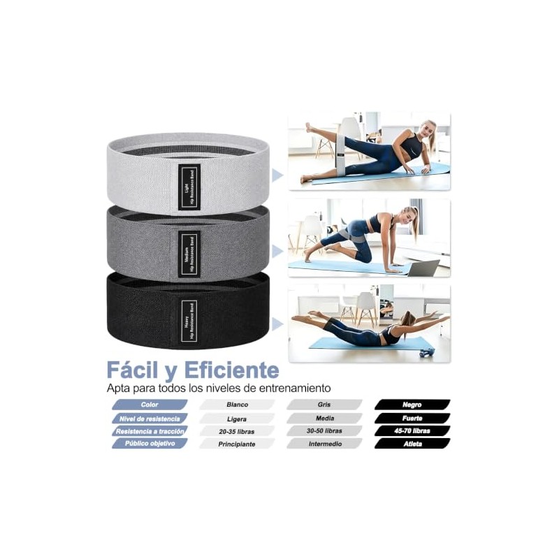 Bandas de Resistencia Ejercicio 3Pzs, Bandas Elasticas Musculacion Fitness