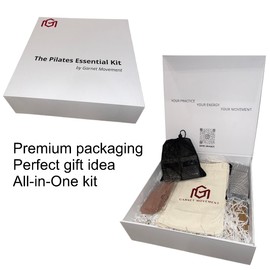 GARNET MOVEMENT - Home Pilates Essentials Kit 9 pcs. Pilates Ring Fitness Trainer, Ankle/Wrist Weights, Resistance Bands, Tote Bag, Grip Socks. Home or Gym/Studio Use. *MAT NOT Included*