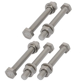 sourcingmap 5 Set M6x50mm 316 Stainless Steel Hex Bolts w Nuts and Washers Assortment Kit