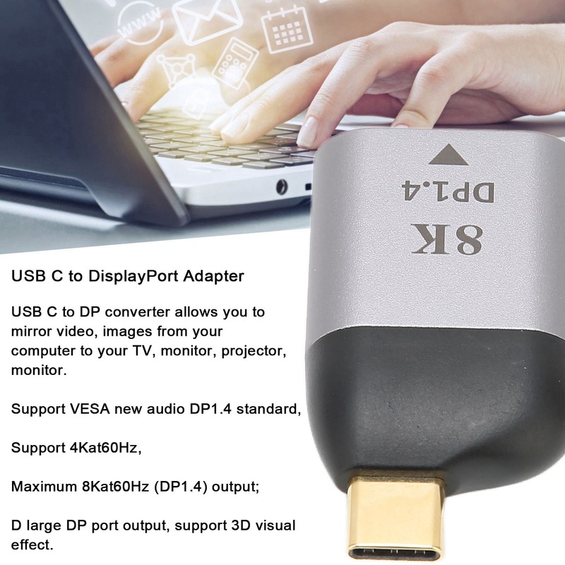 USB C to DisplayPort Adapter 8Kat60HZ USB C to DP1.4