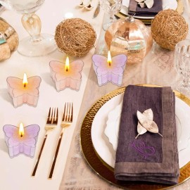 Lilac Cherry Blossom Scented Tealight Candles Cute Butterfly Shaped 12 Pack Tea Lights 7 Hour Burn Time for Party Home Decor Spacolor: Pink, size: 12 pack, Fragrance: Pink purple stars