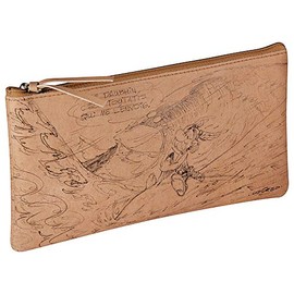 Clairefontaine Toutatis 813018C Flat Pencil Case with Sketches PU 11 x 22 cm Kraft Beige
