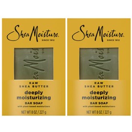 SheaMoisture Bar Soap Raw Shea Butter - Deeply Moisturizing Body Wash Bar Soap with Plant-Based Moisturizers - Cleans and Moisturize Dry Skin - 8 oz. Bar 2 Pack