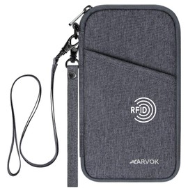 ARVOK Passport Case, Neck Lowering, 2-Way RFID Anti-Skimming Passport Cover, 4.9 oz (140 g) x 13 Pockets, gray, (matte gray)