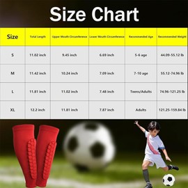 Roczential Kids Shin Guards for Soccer, Youth & Adults 8-10, Lightweight Breathable Anti-Collision Calf Protector, Comfort Fit Sports Shin Pads (red, Medium)