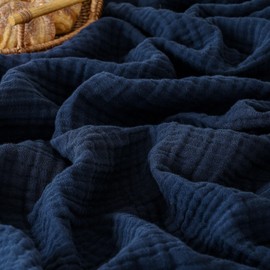 LAST MODA Muslin Blanket 100% Cotton Blanket Throw 108”x90”, Lightweight Breathable Summer Blanket Throw. Supersoft 4-Layer Gauze Throw Blanket for Sofa, Couch, Bed, All-Season Use, Navy Blue