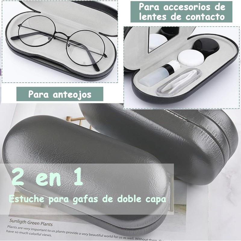 Estuche para Gafas de Doble Capa, Estuche para Gafas Portátil