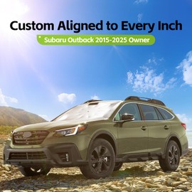 Windshield Sun Shade Custom Fit for Subaru Outback 2015-2025, Upgraded Car Sunshade Cover Umbrella Accessories with 360°Anti-Scratch Handle to Keep Car Cool