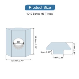 sourcing map T Nuts, 30pcs - Nickel Plated Carbon Steel T Slot Bolts, 4040 Series M6 Hammer Head Fastener, Sliding T Nuts for Aluminum Extrusion Profile (Silver)