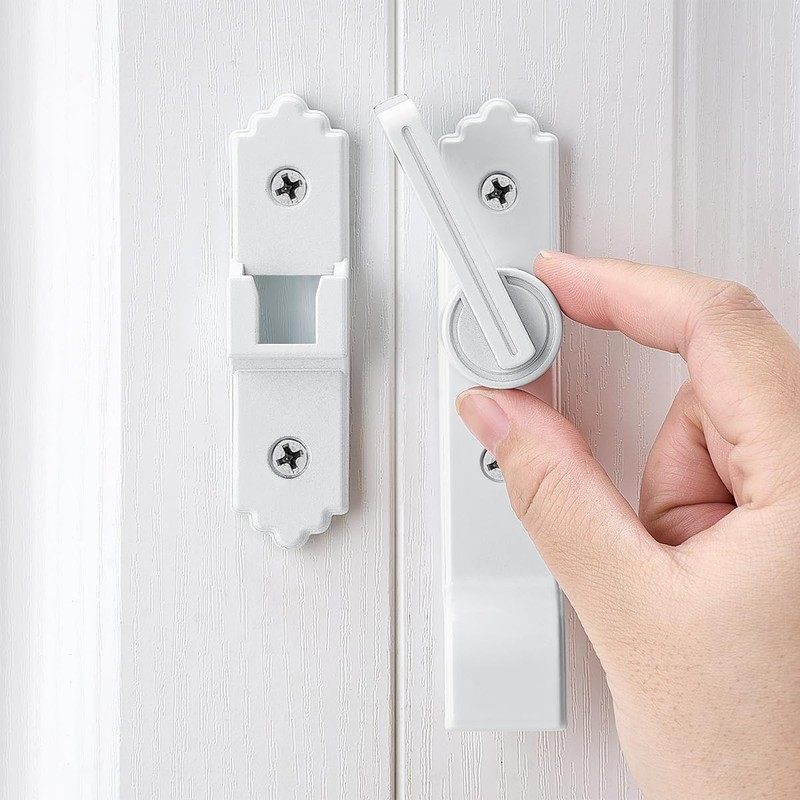 2 Packs 180 Degree White Barn Door Lock, Flip Gate