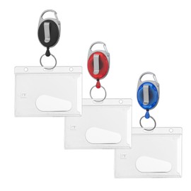 Karteo® ID card holder with ID card yo-yo black | includes carabiner hook and key ring | transparent | made of hard plastic | for 1 card | for ID cards, credit cards, service cards, EC card, bank