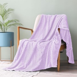 Exclusivo Mezcla Fleece Throw Blanket for Couch and Bed, 127x178 CM Soft Cozy Jacquard Flannel Blankets, Lightweight Fuzzy Plush Warm Throws for All Seasons, Lilac Purple