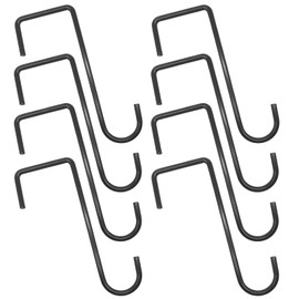 Vinyl Fence Hooks Patio Hooks Black - 8 Pack 2 x 6 inch, Hangers for Indoor & Outdoor Hanging Lights, Plants & Planters, Bird Feeder, Decorations, Sprinkler, Hose …