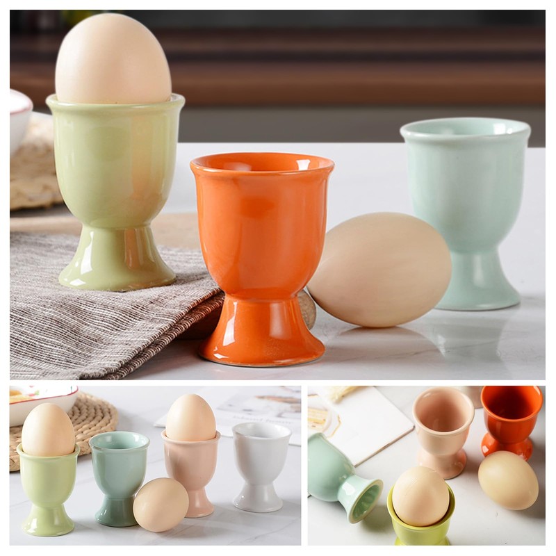EEPLUYTY Pack of 6 Ceramic Egg Cups, Colourful Ceramic Egg