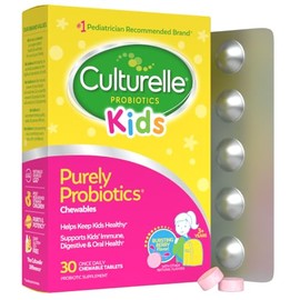 Culturelle Kids Chewable Daily Probiotic for Kids, Ages 3+, 30 Count, #1 Pediatrician-Recommended Brand, Natural Berry Flavored Daily Probiotics for D