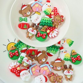 Christmas Cute Nails Charms Large 3D Resin Cartoon Nail Art Supplies for Acrylic Nails Xmas Santa Claus Christmas Tree Elk Gingerbread Man Nail Gems and Charms for Women DIY Nail Decoration 20Pcs