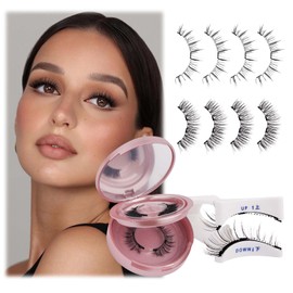 FADLASH Magnetic Eyelashes Natural Look 2 Pairs Fluffy False Eyelashes Reusable Magnetic Lashes Kit with Applicator No Glue Needed Magnetic Lashes Easy to Wear and Remove(Magnetic Eyelashes KS01+B1)