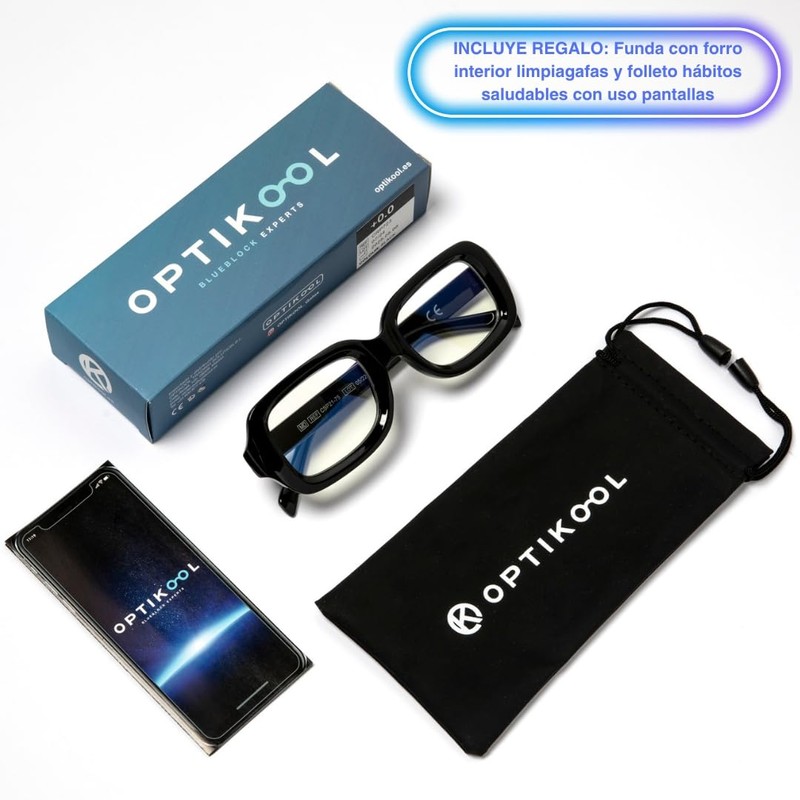 OPTIKOOL Blue Light Glasses for Theron 2.0, Black, One Size,