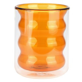 200ml DoubleLayer Glass Mug HeatResistant 3 Dimensional Spiral Cup for Office Home School(Yellow )