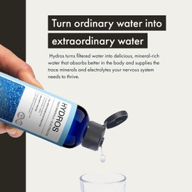 Synchro - Gotas de minerales traza Hydros con electrolitos, gotas de agua ricas en minerales para agua con electrolitos, gotas hidratantes con electrolitos para apoyar el sistema nervioso,