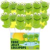 Sweetzo Green Apple Frog Jelly Lollipops, Individually Wrapped Gummy Pops,