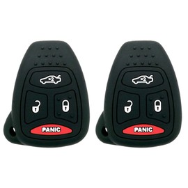 Silicone Protector Key Fob Cover Case fit for Chrysler 300 Aspen Dodge Charger Durango Jeep Commander Grand Cherokee Keyless Entry Key Fob (Black 2)