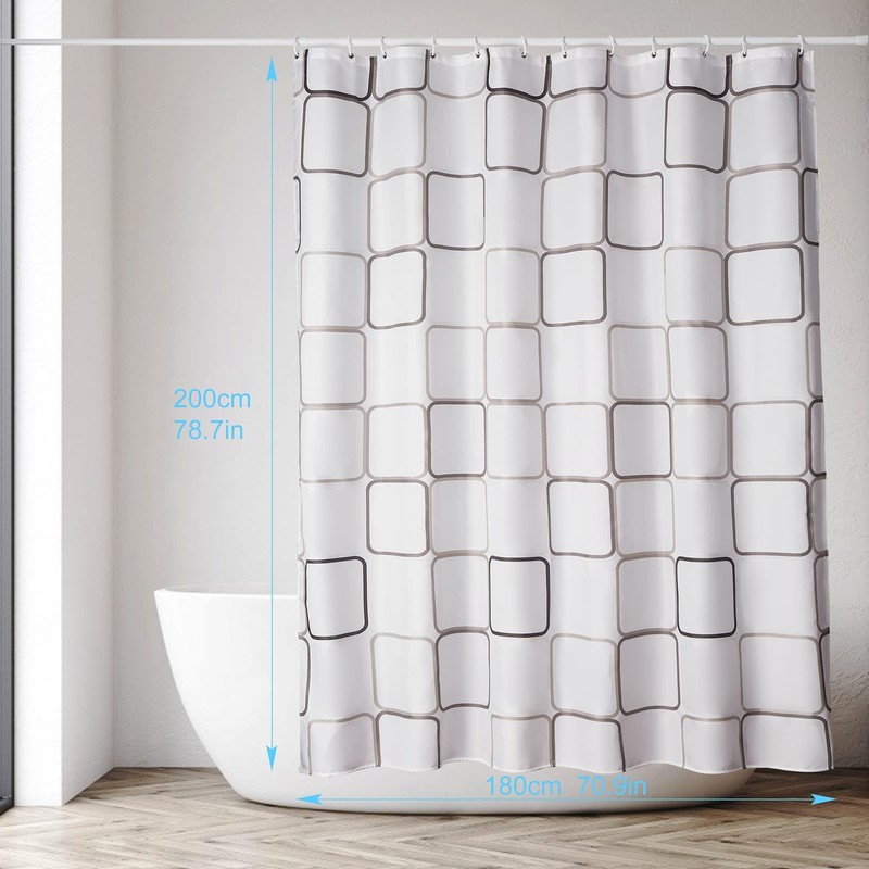 Dufu Waterproof Shower Curtain, Washable Quick Drying Textile Fabric Polyester