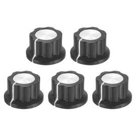 QUARKZMAN Set of 5 Potentiometer Knobs Suitable for 1/4 Inch Shaft Pots, Set Screw Brass Insert, Black Volume Control Knobs for Guitar Effect, Sound Pedal Replacement