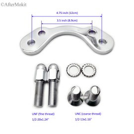 AfterMokit Replacement Wide Glide Springer Front Ends Handlebar Converter for Wide Glide Handlebar 4.75 to 3.5 inch Hole Center Chrome Springer Top Tree Riser Adapter