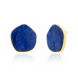 Sonateomber Gold Blue Chunky Irregular Stud Earrings for Women,Statement Vintage Round Geometric Flat Drip Oil Earings Prom Holiday Everyday Accessories Fashion Jewelry Gift