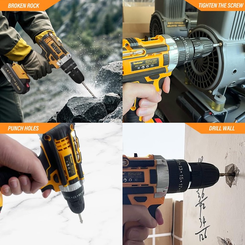 SOLUDE Tool Set with Drill,21V Cordless Power Drill Tool Box