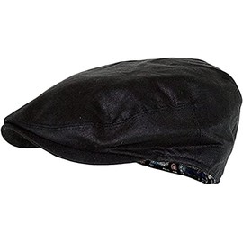 DAIDEM | Men's Linen Gatsby Newsboy Golf Flat Ivy Hat (Black, Small/Medium, s)