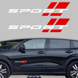 OUESAAS Sport Letter Logo Decal, 2 Pcs Sport Sticker Fit for All Cars Exterior Accessories (White Red)