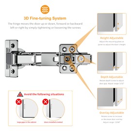 Chibery 2 Pack 165 Degree Frameless Lazy Susan Hinge, Clip ON Plate for Easy Installation, Soft Close Multi-Pivot Concealed Hardware for Corner Kitchen Cabinet, Cupboard Folded, Folden Door, Closets