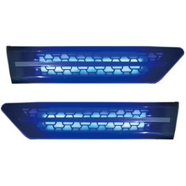 BOLANTON Cascadia Side Grille Air Intake Vent Replacement with LED Lights Left Right Pair for Freightliner Cascadia 2018+ (Bule)