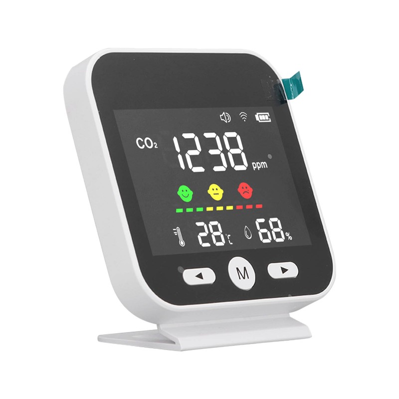 White Smart Air Quality Monitor LCD Screen WIFI CO2 Temperature