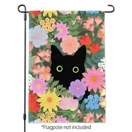GRAPHICS & MORE Black Cat Hiding in Spring Flowers Garden Yard Flag