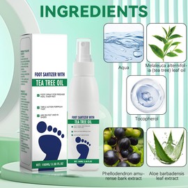 Foot Sanitizer Spray with Tea Tree Oil, Clear Foot Sanitizer Spray, Natural Tea Tree Oil Feet Sprays, Quick-Drying & Travel-Friendly (2 Pcs)