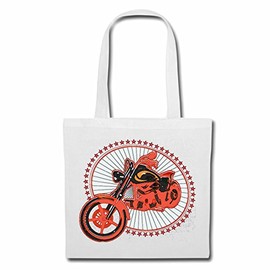 'Shoulder bag "Motorbike Chopper Biker Rocker Motorcycle Harley Custom Bike Motorcycle Club MC Shopping Bag School Bag Gym Bag in White