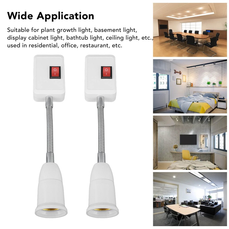 2PCS E27 E26 Hose Lamp Holder with Switch Universal 360