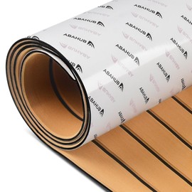 Abahub EVA Foam Boat Decking 96''x16.8'' Self-Adhesive Faux Teak Marine Flooring Sheet Traction Pad for Boats Surfboard, Camel Brown with Black Seam Lines