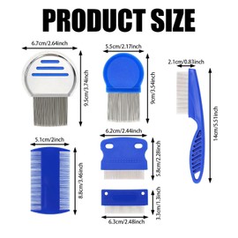 SYEYCW 7 Pcs Lice Combs Kit, Micro Spiral, Precision, Double-Sided Combs, Stainless Steel Tooth, Fast and Effective Lice, Nits, Dandruff Removal, for Kids, Adults, Pets, All Hair Types