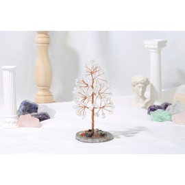 XIANNVXI Healing Crystal Opal Tree,Opal Crystal Gifts for Women Men,Tumbled Gemstones Tree with Agate Slice Base,Lucky Money Tree Reiki Gift Spiritual Gift